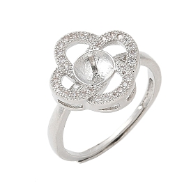 Цветочная латунь микропаве кубический цирконий регулируемые настройки кольца, за половину пробурено бисера, стойки покрытие, долговечный, без свинца и без кадмия