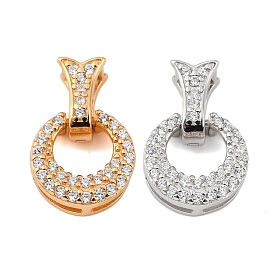 925 Складчатые застежки из стерлингового серебра с микропаве из прозрачного кубического циркония, кольцо