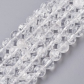 Natural Crackle Crystal Bead Strands, Round