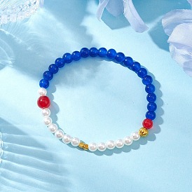 Круглые стеклянные с АБС-пластиком браслеты с бусинами-стиркалями из искусственного жемчуга для женщин