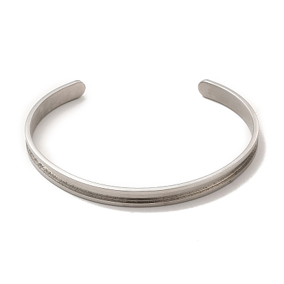 C-Shaped 201 Stainless Steel Grooved Cuff Bangles, for DIY Electroplated, Leather Inlay, Clay Rhinestone Pave Bangle Making