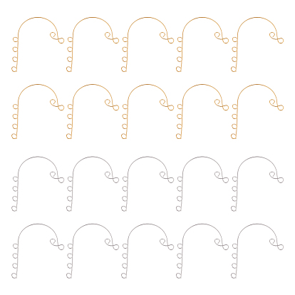 Unicraftale 40Pcs 2 Colors 316 Stainless Steel Ear Cuff Findings, Non Piercing Earring Findings with 6 Loop