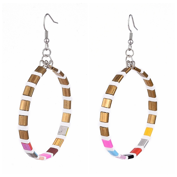 Болтаются серьги, с 316 хирургическими крючками для серег из нержавеющей стали и стеклянными бусинами, кольцо