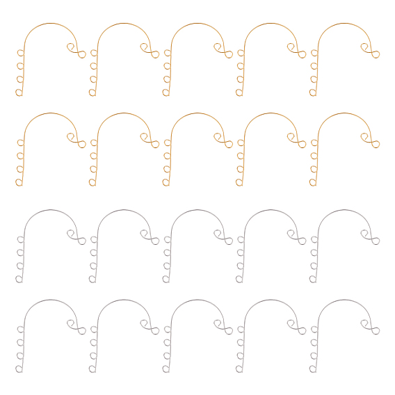 Unicraftale 40Pcs 2 Colors 316 Stainless Steel Ear Cuff Findings, Non Piercing Earring Findings with 6 Loop