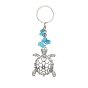 Брелки с подвесками из сплава морской звезды/черепахи, с железным кольцом для ключей и кристаллом синтетической бирюзы