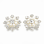 Alloy Flat Back Cabochons, with Rhinestone and ABS Plastic Imitation Pearl, Flower, Crystal