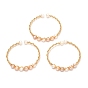 Brass Torque Bangles, with Naturalr Pearl, Long-Lasting Plated