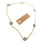 Bohemia Style Evil Eye Glass Seed Bead Loom Link Necklaces, Stainless Steel Necklaces for Women