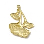 Rack Plating Brass Pendants, Long-Lasting Plated, Cadmium Free & Nickel Free & Lead Free, Ginkgo Leaf Charm