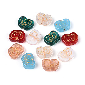 Краска для выпечки и стеклянные бусины, инкрустированные золотым металлом, яблоко