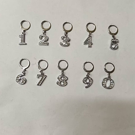 Maschenmarkierer mit Zahlenanhänger aus Zinklegierung und Glas, 304 Verschluss-Stichmarkierer aus Edelstahl