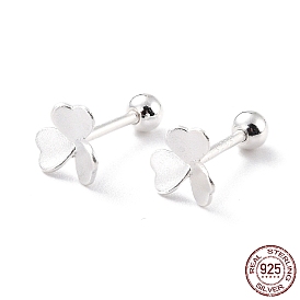 Clover 925 Sterling Silver Cartilage Earrings for Girl Women, Dainty Minimalist Post Earrings with Ball Ear Nut