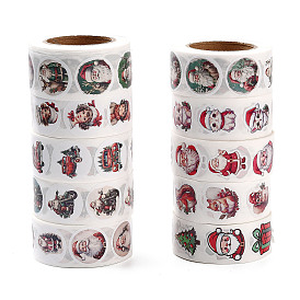 Рождественский раунд с наклейками на рулоне слов, самоклеящиеся бумажные наклейки, для партии, декоративные подарки