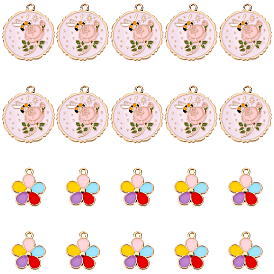 20Pcs 2 Style Alloy Enamel Pendants, Mix-shaped
