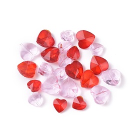 Tema de San Valentín, perlas de vidrio transparentes, facetados, corazón