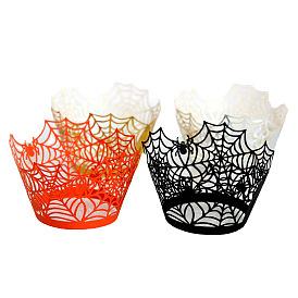 Cupcake Wrappers, Laser Cut Paper Liners Holders, for Halloween Party Wedding Birthday Decoration, Spider Web