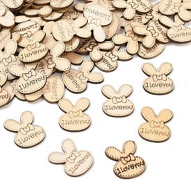 Листы МДФ, незаконченная древесина, Голова кролика с бантиком и надписью «Я люблю тебя».