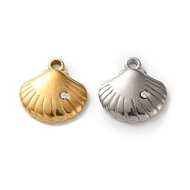 304 подвески из нержавеющей стали, подвески в форме ракушек, со стразами, ионное покрытие (ip)