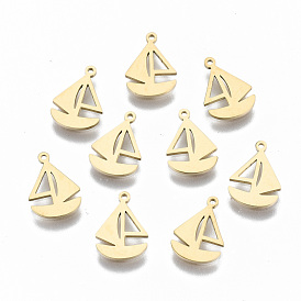 304 Stainless Steel Charms, Laser Cut, Sailboat