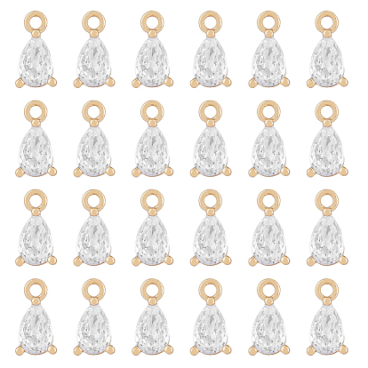24Шармы из латуни с кубическим цирконием, без никеля , слеза, прозрачные