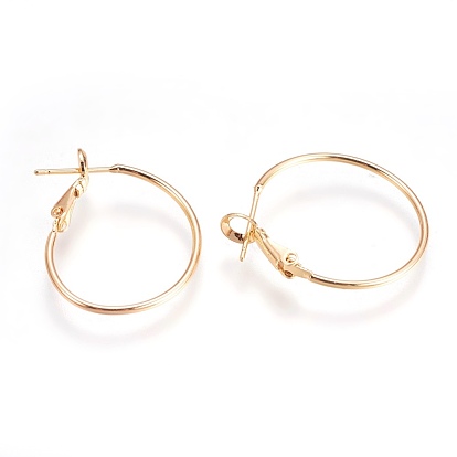 China Factory Brass Hoop Earrings, for Jewelry Making and Earring Repair,  Nickel Free, Ring 28~32x25x5.5mm, Pin: 0.7mm in bulk online 