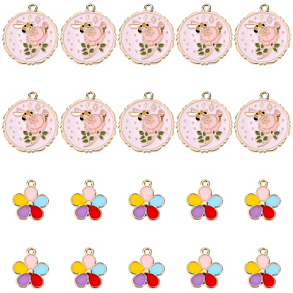 20Pcs 2 Style Alloy Enamel Pendants, Mix-shaped