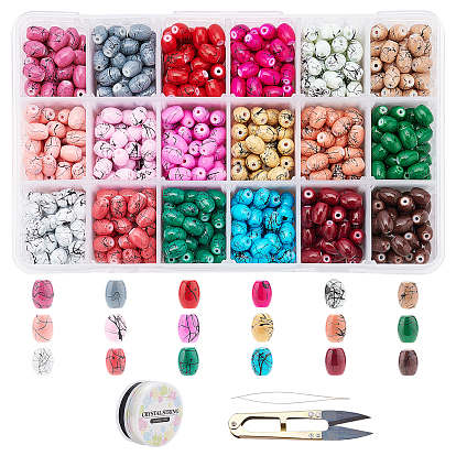 DIY Baking Paint Drawbench Glass Beads Stretch Bracelet Making Kits, include Sharp Steel Scissors, Elastic Crystal Thread, Stainless Steel Beading Needles