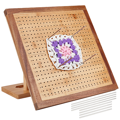 Квадратная деревянная доска для вязания крючком, со 304 стержнями из нержавеющей стали