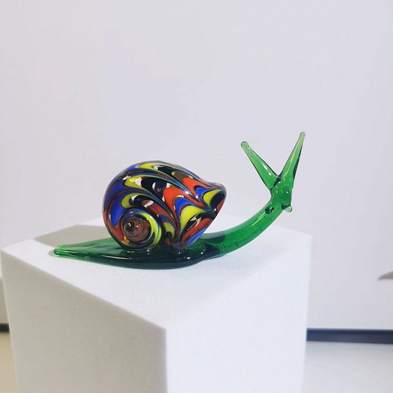 Handmade Lampwork 3D Snail Figurines, for Home Desktop Decoration