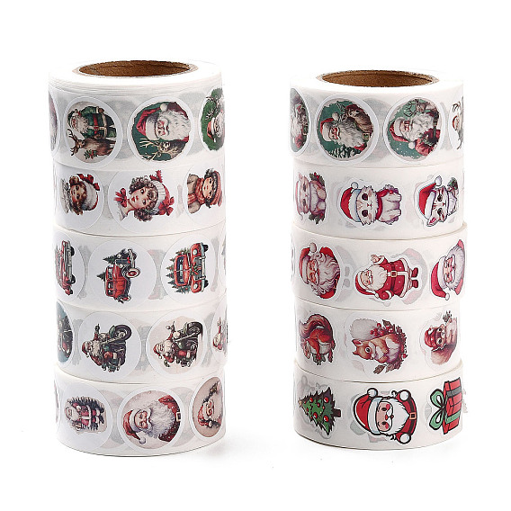 Рождественский раунд с наклейками на рулоне слов, самоклеящиеся бумажные наклейки, для партии, декоративные подарки