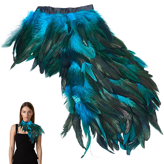 Накидка из натуральных перьев в готическом стиле, полиэфирная лента хэллоуин косплей костюм шаль