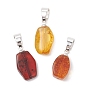 Подвески из натурального янтаря с градиентным цветом, Подвески-самородки с латунной застежкой на дужке