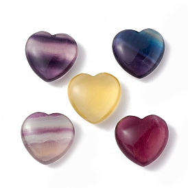 Natural Fluorite Home Heart Love Stones, Pocket Palm Stones for Reiki Balancing