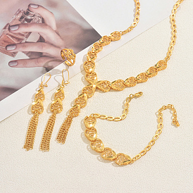 Браслеты, серьги, ожерелья и кольца из винтажного сплава с геометрическими кисточками для женщин