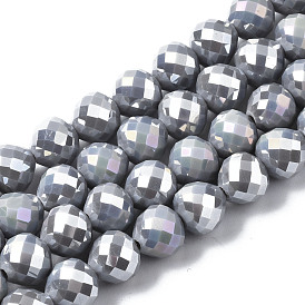 Electroplate Glass Beads Strands, AB Color Plated, Faceted, Teardrop