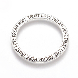 Affirmation Rings Tibetan Style Linking Rings, Circle Frames, Cadmium Free & Lead Free, with Word, 35x2mm