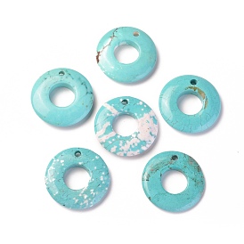 Natural Howlite Pendants, Dyed, Donut/Pi Disc
