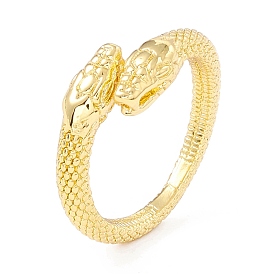 Rack Plating Brass Double Snake Open Cuff Ring for Women, Long-Lasting Plated, Cadmium Free & Lead Free