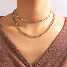 Минималистское многослойное ожерелье из сплава с сердечными звеньями — винтажный персонализированный кулон на двойной цепочке