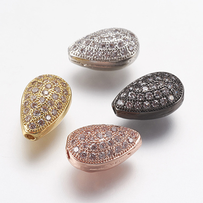 Brass Micro Pave Cubic Zirconia Beads, Drop