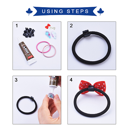 Plastic Base Buckles, Hair Findings, for DIY Hair Tie Accessories, Black, 11x13x5mm