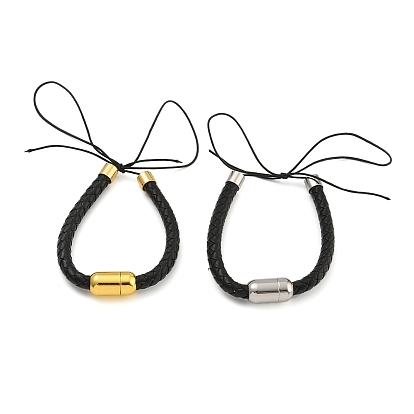 Изготовление браслета из черного плетеного кожаного шнура, с 304 магнитными застежками из нержавеющей стали и латунными наконечниками шнура с покрытием из стойки