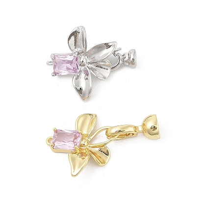 Латунные микро проложить кубического циркония раз за застежками, без кадмия, без никеля и без свинца, цветок