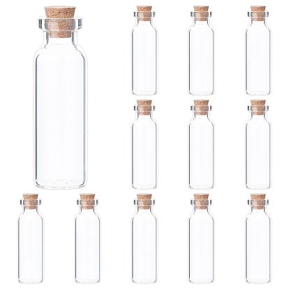 12Stück Glasgefäß Glasflaschen Perlenbehälter, mit Korken, Ich wünsche eine Flasche