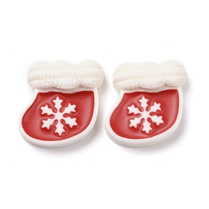 Christmas Theme Opaque Resin Cabochons, DIY Accessories, Sock