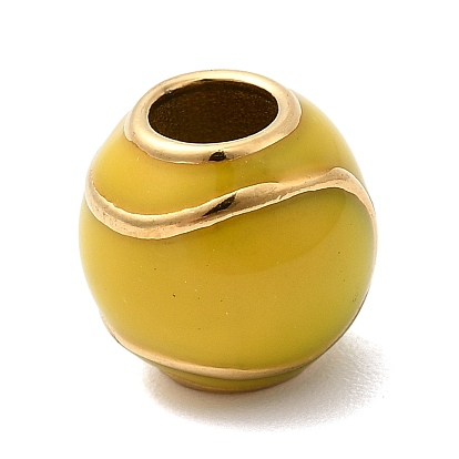 304 из нержавеющей стали европейские шарики, с эмалью, бусины с большим отверстием, круглые, ионное покрытие (ip)