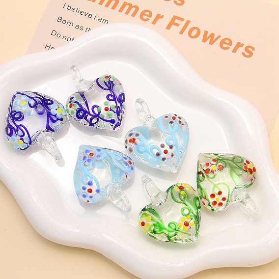 Handmade Lampwork Pendants, Heart