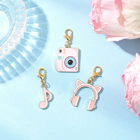 Музыкальная тема сплав эмаль подвеска украшения, Сплав с застежками когтя омара, заметки, камеры и наушники