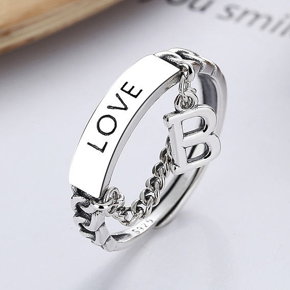Буква b и слово love 925 кольца из стерлингового серебра