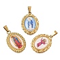 Religion 304 Stainless Steel with Epoxy Resin Pendants, with 201 Stainless Steel Snap On Bails, Oval Charms, Colorful